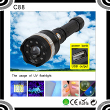 Poppas C88 Multi função portátil 10 LED de alta potência detectar Scorpin UV lanterna